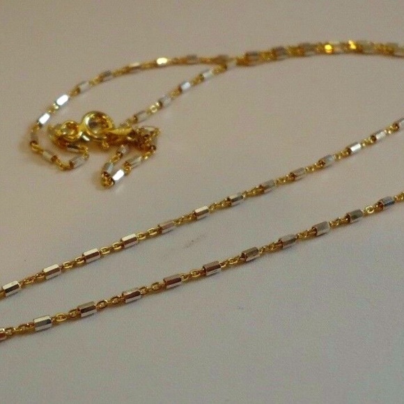 Italian Two Tone Solid18K Yellow/White Gold 18" Chain - Picture 4 of 5